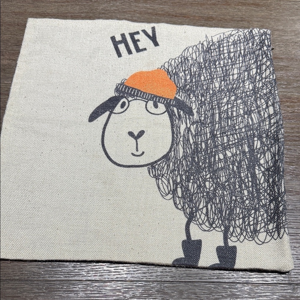 Hey Sheep Print Canvas Pillow Case